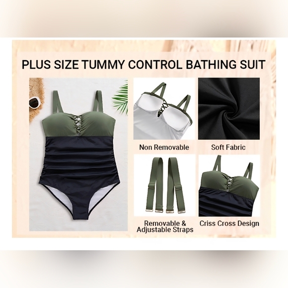 Women Plus Size One Piece Swimsuit #886 - Picture 11 of 11